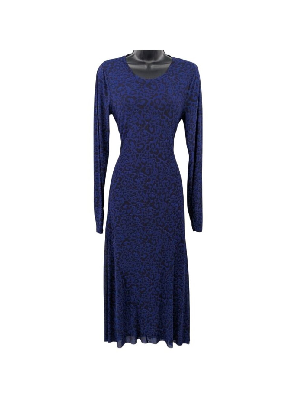 Leopard Print Maxi Slip Dress Mesh Overlay Indie Sleaze‎ Y2K Long Sleeve Medium